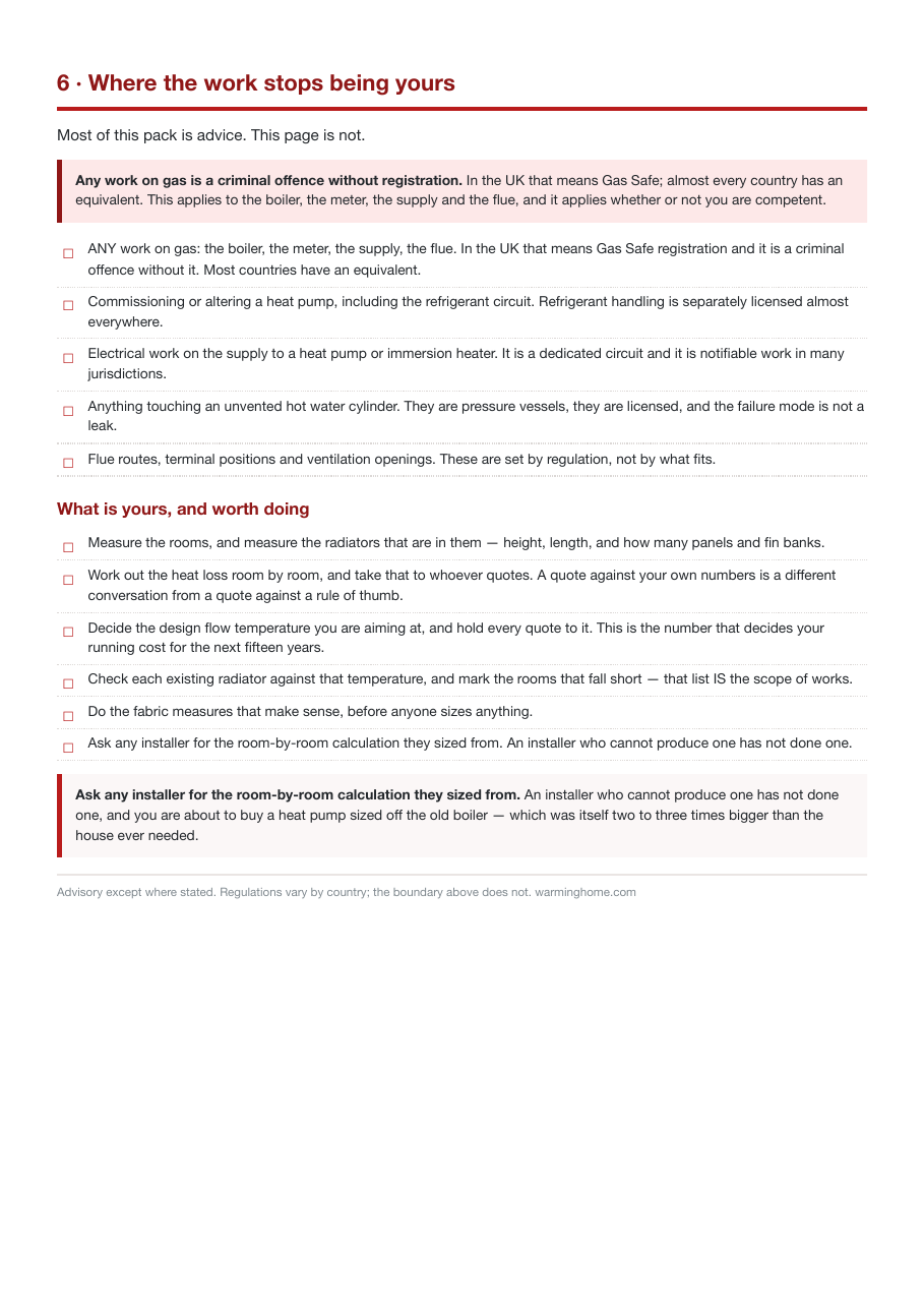 Where heating work stops being a homeowner's job, and what is theirs to do